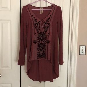 Free People high/low tunic with embroidery.